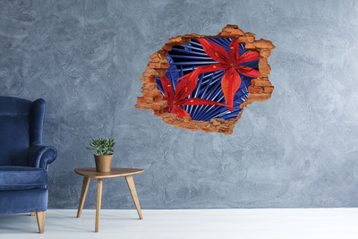 Adesivo effetto buco nel muro Un'esplosione floreale di colore