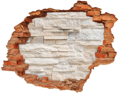 Adesivo murale buco 3D Muro danneggiato con finitura in pietra