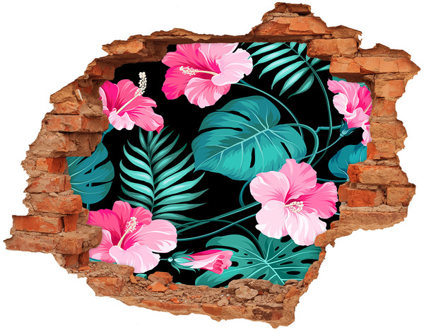 Adesivo murale buco 3D Giardino tropicale nascosto nel muro