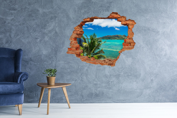 Adesivo murale buco 3D Paradiso tropicale dietro le mura