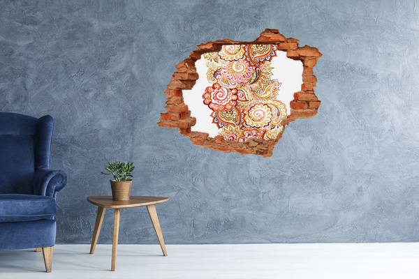 Adesivo murale buco 3D Motivi colorati su uno sfondo di cemento