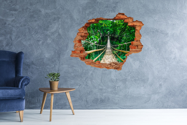 Adesivo effetto buco nel muro Ponte nella giungla