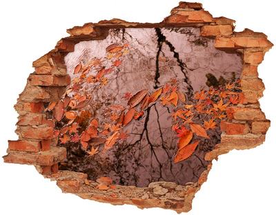 Adesivo murale buco 3D Superficie dell'acqua autunnale