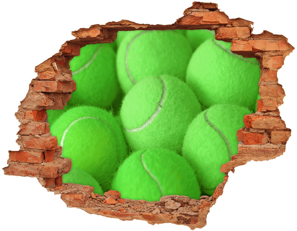 Adesivo effetto buco nel muro Palline da tennis verdi dietro il muro