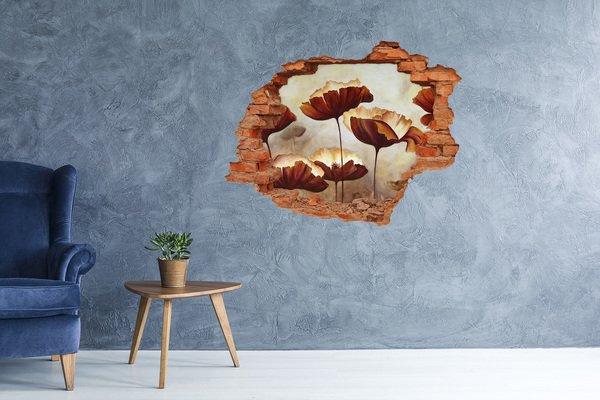 Adesivo con buco sbrecciato Un sogno floreale in un muro in rovina