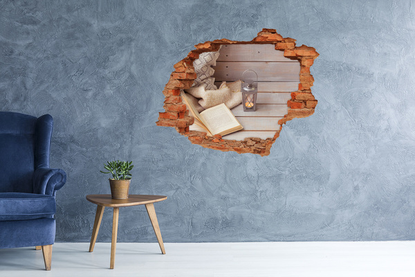 Adesivo murale buco 3D Un angolo accogliente con una lanterna