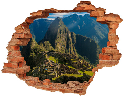 Adesivo effetto buco nel muro Monumenti Inca a Machu Picchu