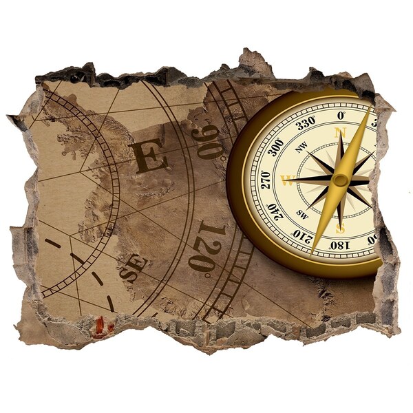 Adesivo murale buco 3D Mappa del tesoro perduto