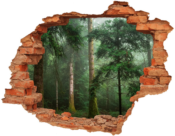 Adesivo effetto buco nel muro Foresta verde in un buco nel muro