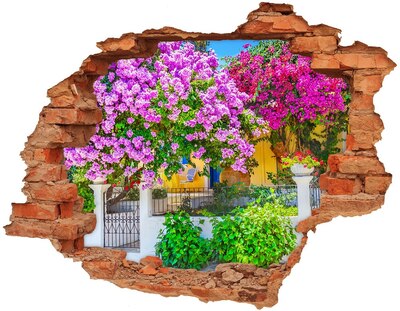 Adesivo murale buco 3D Un paradiso floreale dietro le mura