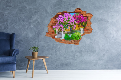 Adesivo murale buco 3D Un paradiso floreale dietro le mura