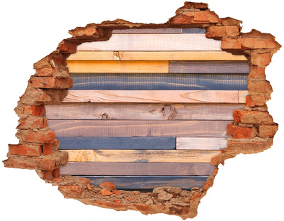 Adesivo effetto buco nel muro Parete di legno attraverso un foro