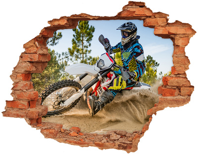 Adesivo murale buco 3D Motocross in azione