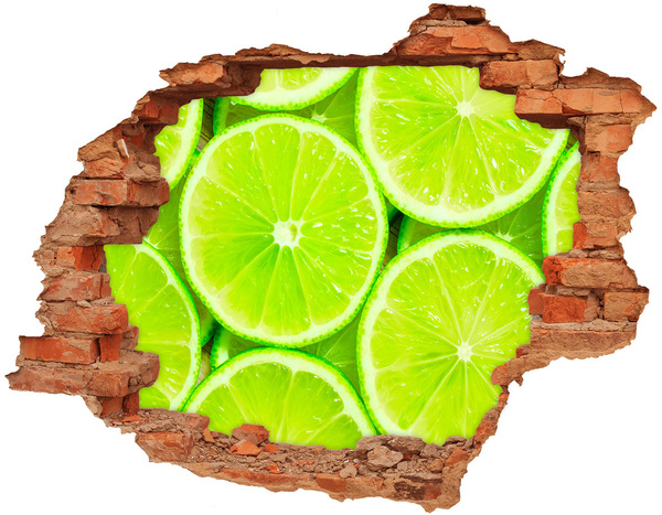 Adesivo con buco sbrecciato Lime succosi in un buco nel muro