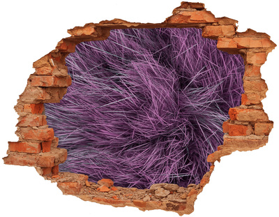Adesivo murale buco 3D Erba viola in un buco nel muro
