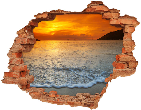 Adesivo effetto buco nel muro Tramonto sul mare