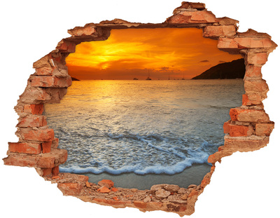 Adesivo effetto buco nel muro Tramonto sul mare