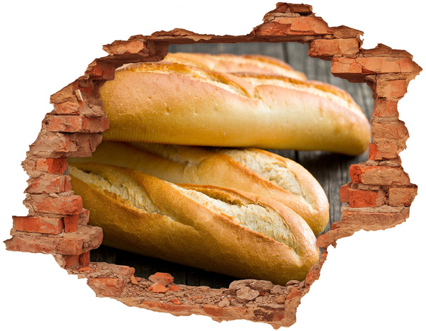 Adesivo murale buco 3D Baguette fresche nel muro