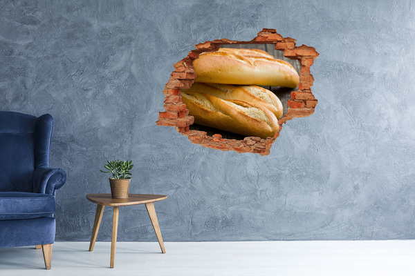 Adesivo murale buco 3D Baguette fresche nel muro