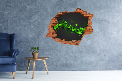 Adesivo con buco sbrecciato Geometria verde in un buco nel muro