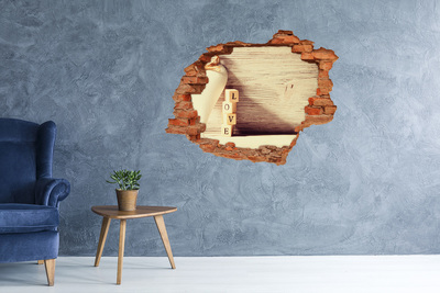 Adesivo murale buco 3D Amore in un muro in rovina