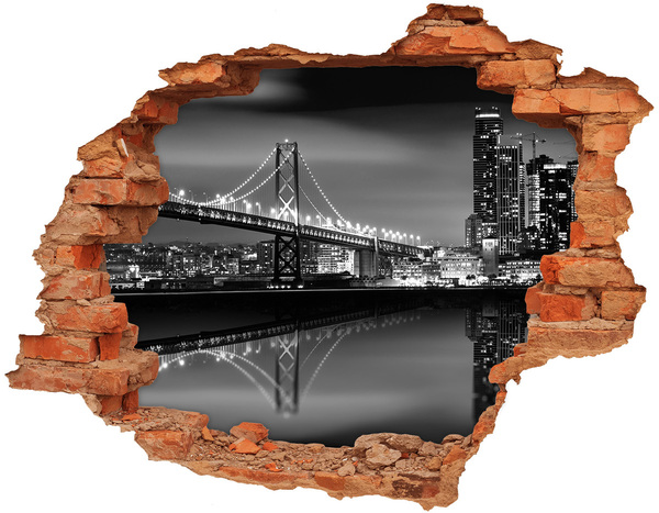 Adesivo murale buco 3D Golden Gate Bridge di notte