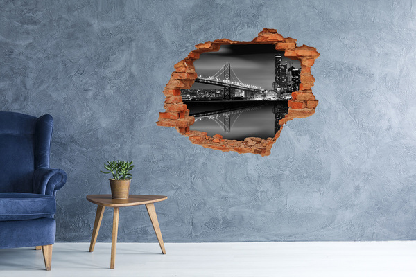 Adesivo murale buco 3D Golden Gate Bridge di notte