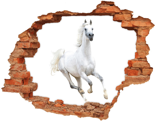 Adesivo effetto buco nel muro Un cavallo bianco in fuga