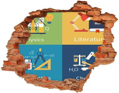 Adesivo murale buco 3D La scienza in azione