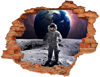 Adesivo effetto buco nel muro Astronauta sulla Luna