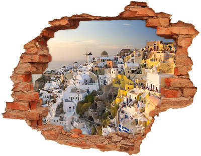 Adesivo murale buco 3D Santorini in Grecia