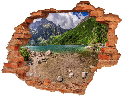 Adesivo effetto buco nel muro Lago di montagna nella valle