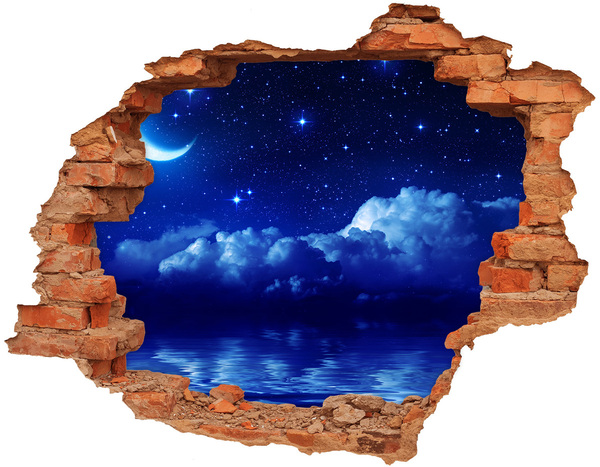 Adesivo murale buco 3D Cielo notturno sull'oceano