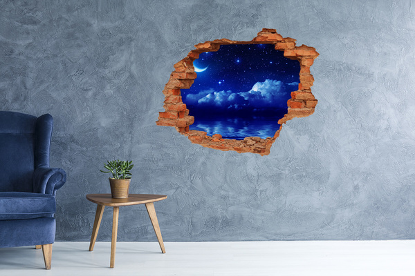 Adesivo murale buco 3D Cielo notturno sull'oceano