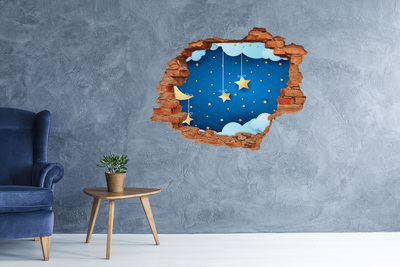 Adesivo murale buco 3D Cielo notturno con stelle dorate