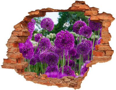 Adesivo effetto buco nel muro Un paradiso floreale dalle sfumature viola