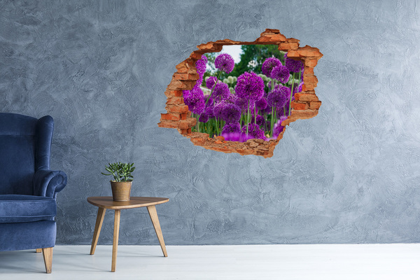 Adesivo effetto buco nel muro Un paradiso floreale dalle sfumature viola