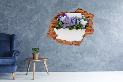 Adesivo con buco sbrecciato Fiori in un buco nel muro