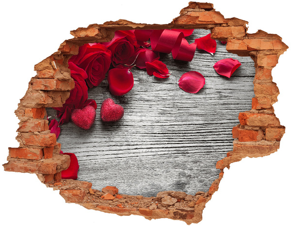 Adesivo effetto buco nel muro Spazio romantico con rose