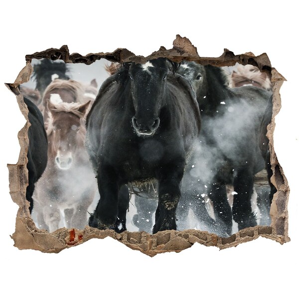 Adesivo buco nel muro Cavalli che galoppano attraverso il muro