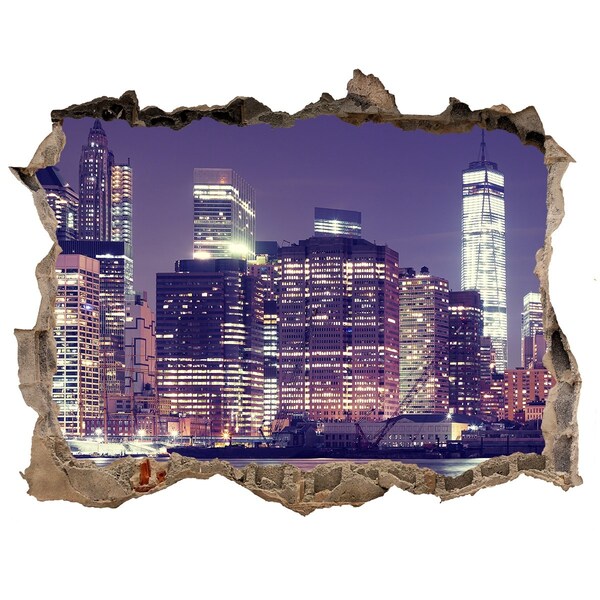 Sticker buco nel muro Lo skyline di New York di notte