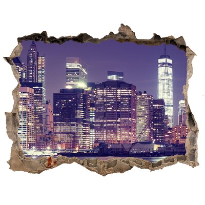 Sticker buco nel muro Lo skyline di New York di notte
