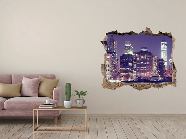 Sticker buco nel muro Lo skyline di New York di notte