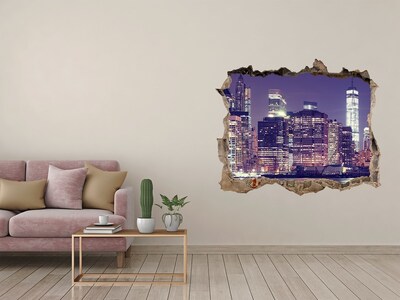 Sticker buco nel muro Lo skyline di New York di notte