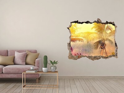 Adesivo buco nel muro Oasi tropicale dietro le mura