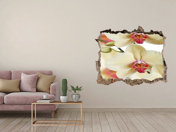 Sticker buco nel muro Orchidee in un muro diroccato