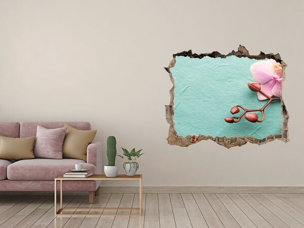 Adesivo buco nel muro Fiore d'orchidea in un muro danneggiato