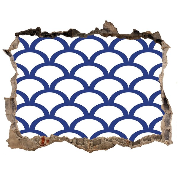 Finto buco nel muro 3D Onde in diverse tonalità di blu
