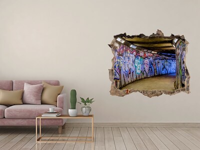 Adesivo buco nel muro Graffiti in un tunnel cittadino