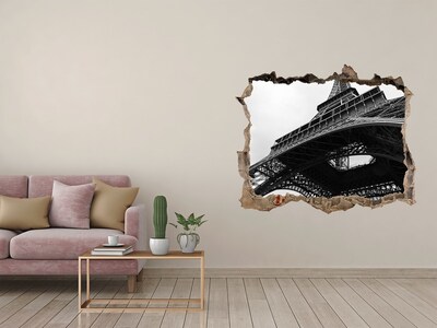 Adesivo buco nel muro La Torre Eiffel in un ambiente monocromatico